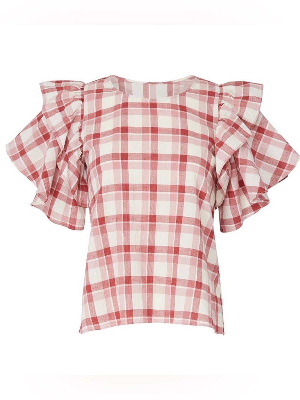 THE GREAT. Whisper Shirt in Brick Red Plaid